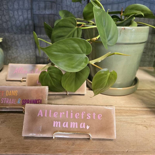 Tegeltje Allerliefste mama - Taupe/roze