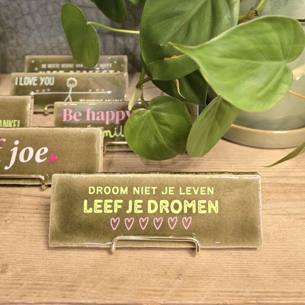 Tegeltje Droom niet je leven Leef je dromen - Groen/groen/roze
