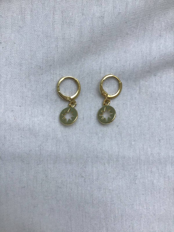 Earrings open star coin