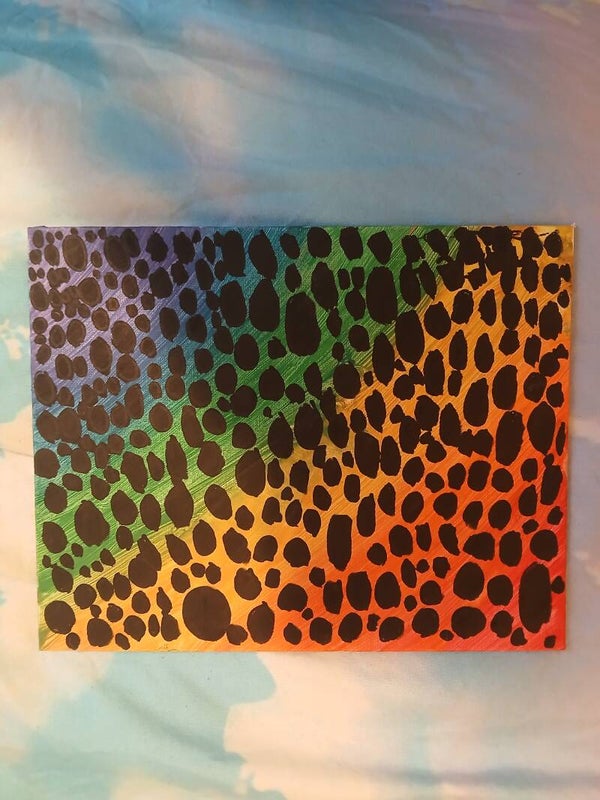 Cheetah Print with Rainbow Background