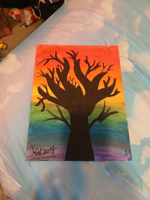 Tree with Rainbow Background