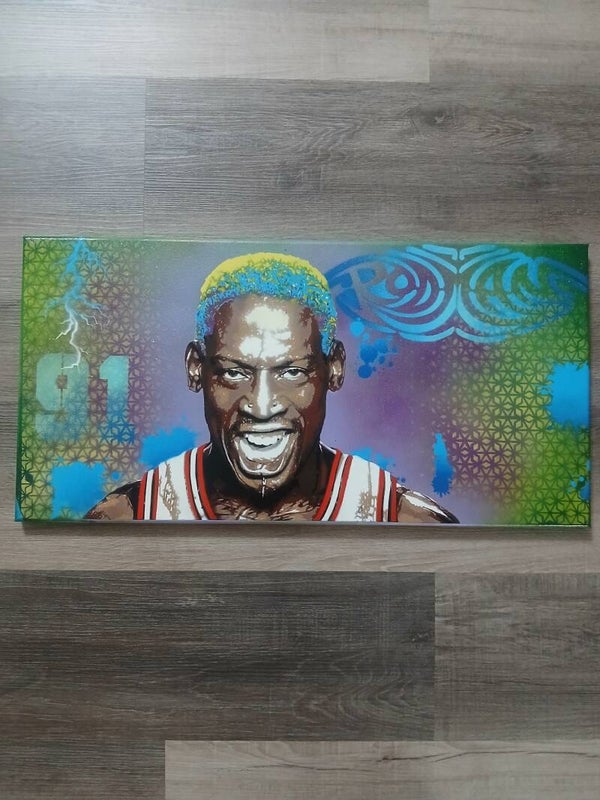12x24 Dennis Rodman Original Spray Painting. Not A Print