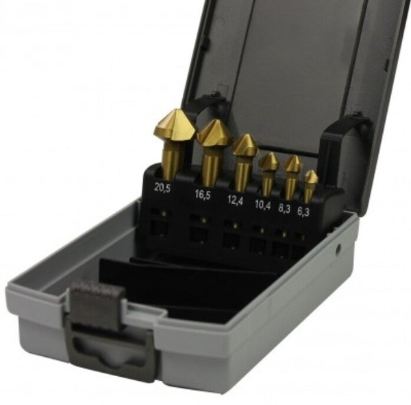 6-delige set HSS M2 verzinkboren TiN gecoat