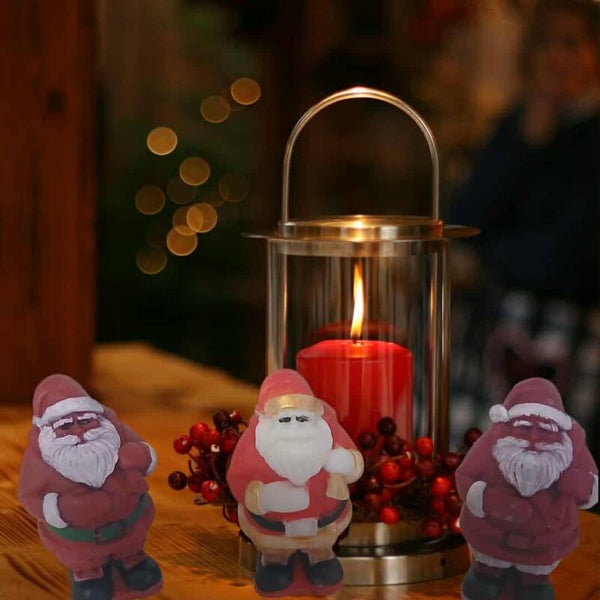 Fondant  père Noël faite main : décoration de Noël en cire de soja