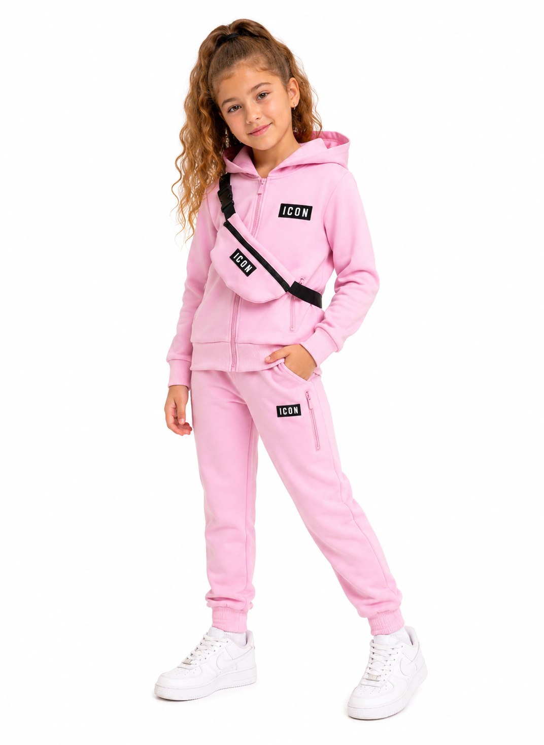 ICON 3-Delige Joggingpak Roze met Schoudertas