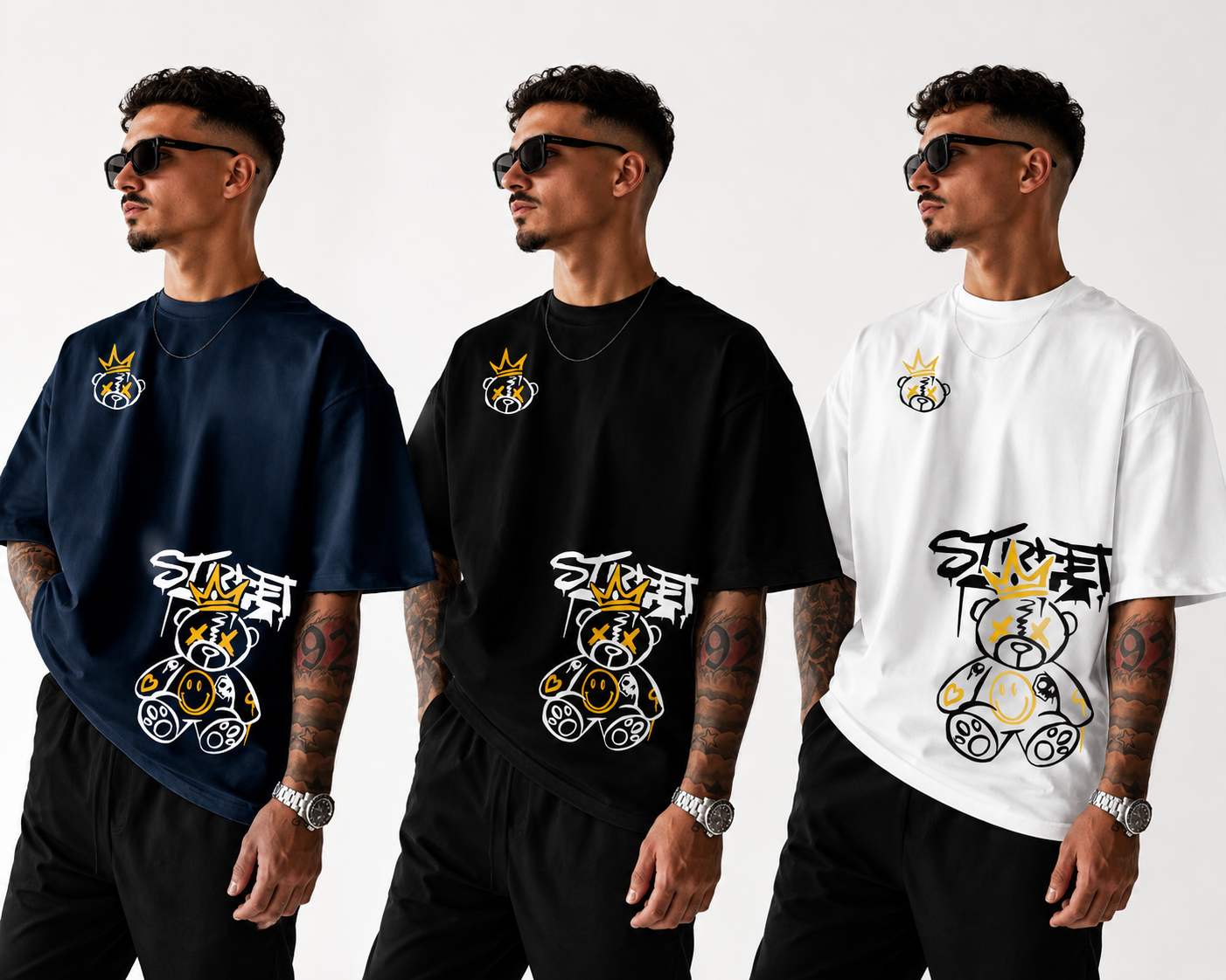 Grafisch t-shirt met cartoon beer print