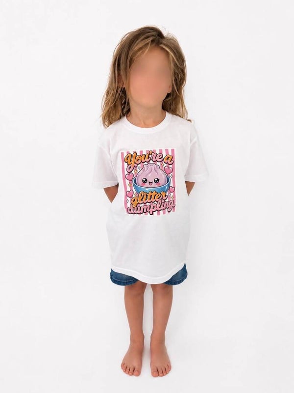 T-shirt met Glitter Dumpling Print