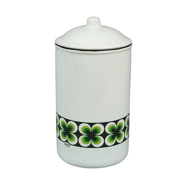 voorraadpot retro keramiek groen/wit
