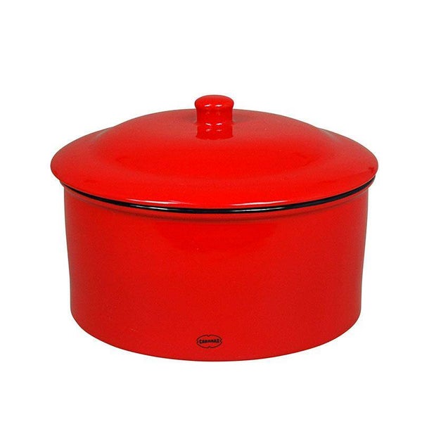 koekjestrommel retro keramiek rood