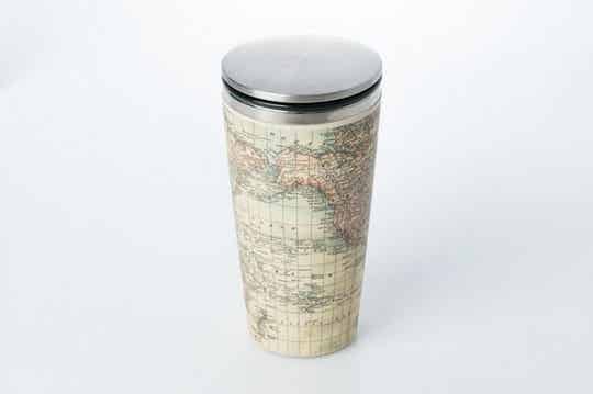 drinkbeker RVS Antique map