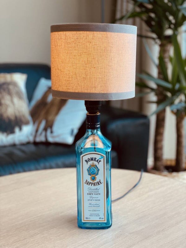 Lamp met lampenkap Bombay Sapphire Gin - handgemaakt door Pete's Workshop