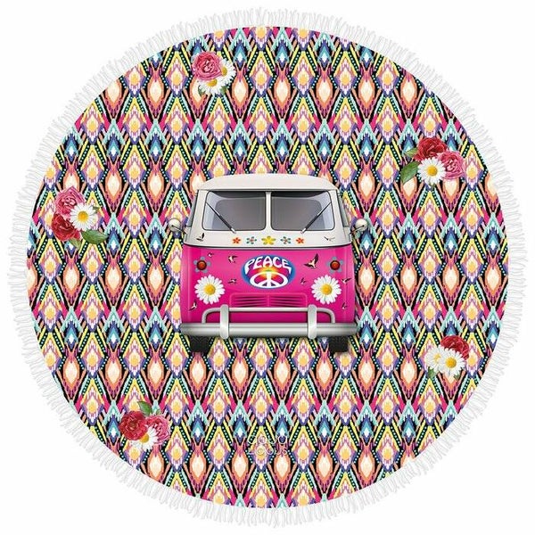 ronde badhanddoek Hippie bus