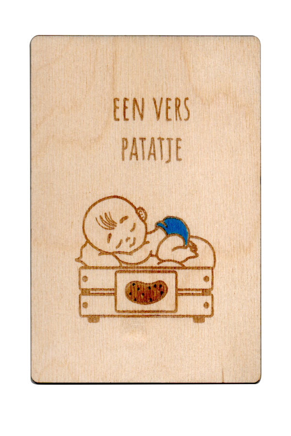 houten postkaartje Vers Patatje - houten kaartjes