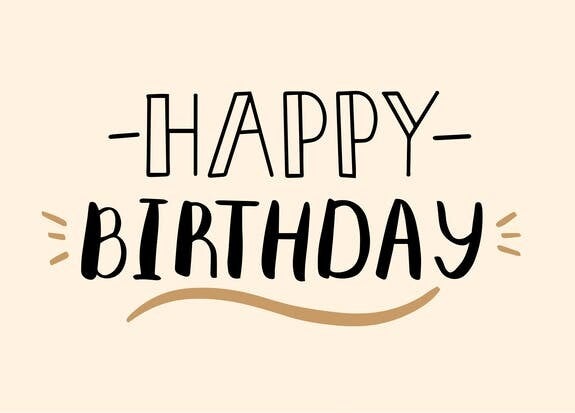 postkaartje Happy Birthday wit + envelop