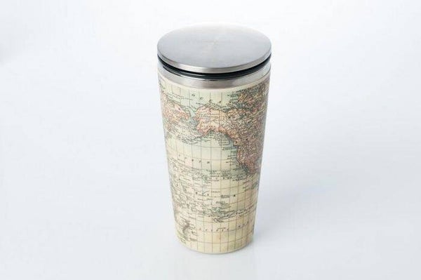 drinkbeker RVS Antique map