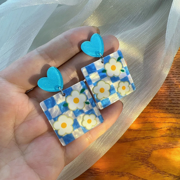 oorbellen Bloemen-blauw
