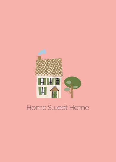 postkaartje Home sweet home + envelop