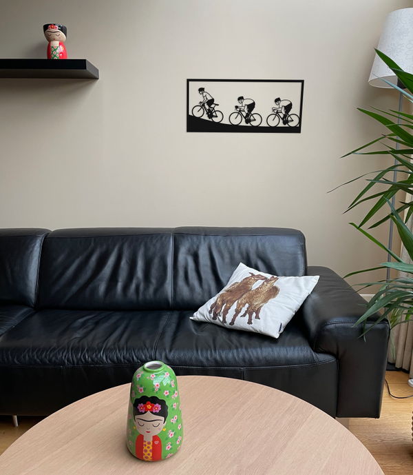 Fietsers Handgemaakte Muurdecoratie 3 wielrenners