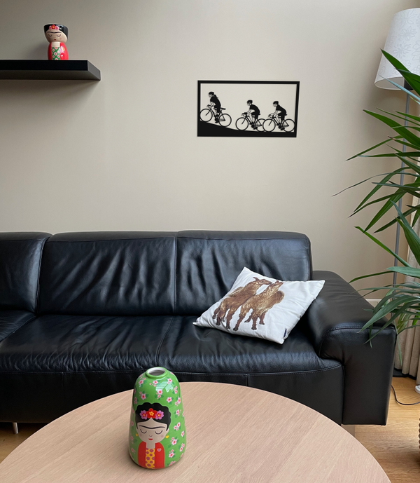 Fietsters Handgemaakte Muurdecoratie 3 wielrensters