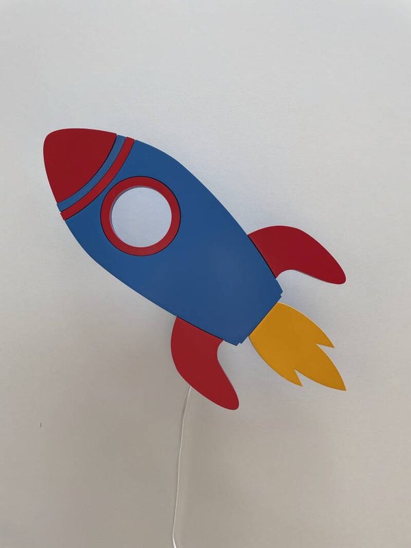 houten wandlamp RAKET (eigen ontwerp)