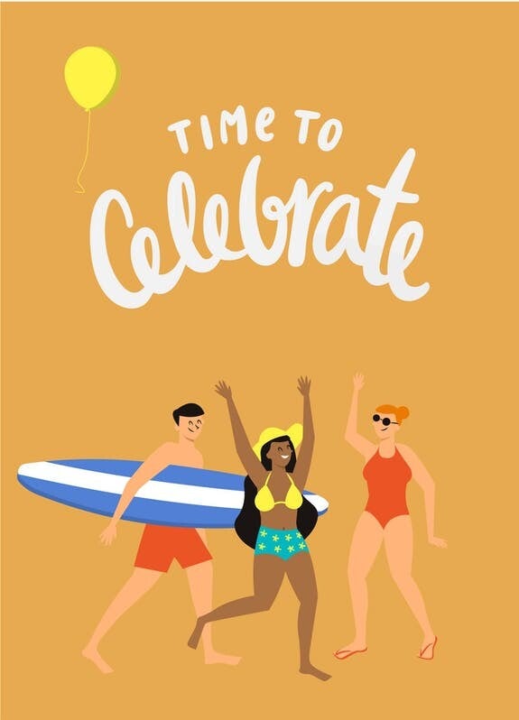 postkaartje Time to celebrate + envelop