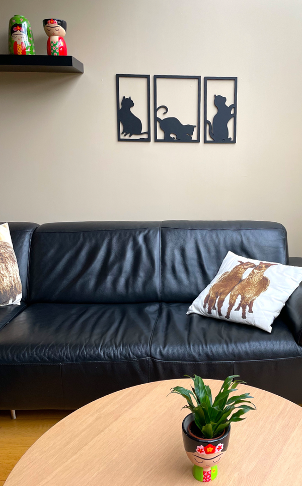 Handgemaakte Muurdecoratie Spelende Katten