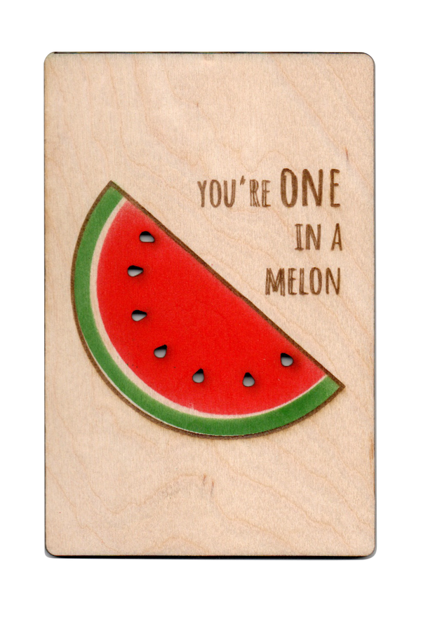 houten postkaartje Melon - houten kaartjes