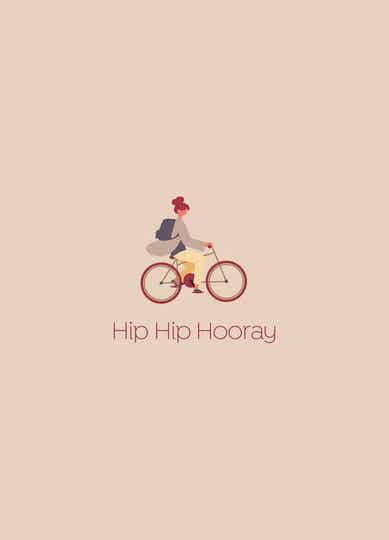 postkaartje Hip Hip Hooray fiets + envelop