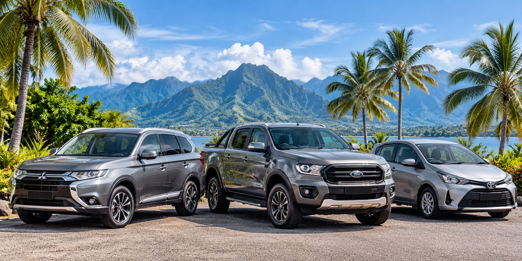 Drive Samoa fleet of rental vehicles including SUVs, utes and compact cars in Samoa.