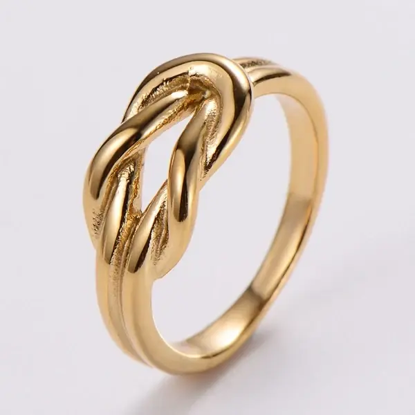 Anillo nudo de lazo dorado. Talla 8