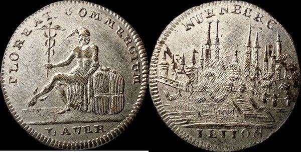 Germany Nürnberg - Silvered Rechenpfennige / Jeton 1800s UNC