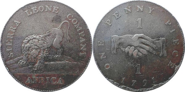 Sierra Leone Company 1 Penny 1791 . VF