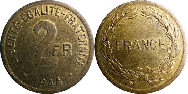 France, Gvt provisoire 2 Francs 1944 Philadelphie AU