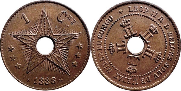 Belgian Congo 1 Centime 1888 Léopold II UNC