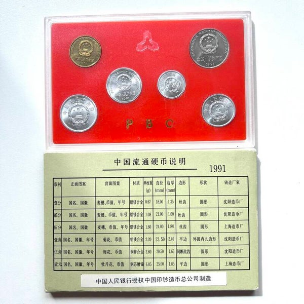 China, People's Republic - BU Year Set 1991 Shanghai Mint. UNC/BU