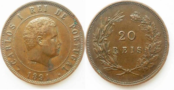 Portugal - 20 Reis 1891 Carlos I. EF