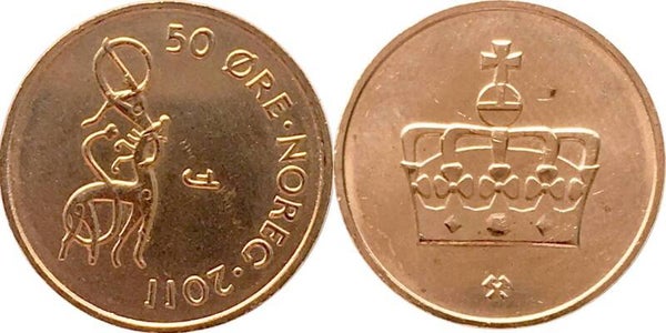 Norway - 50 Øre 2011 Harald V / Mint error. UNC