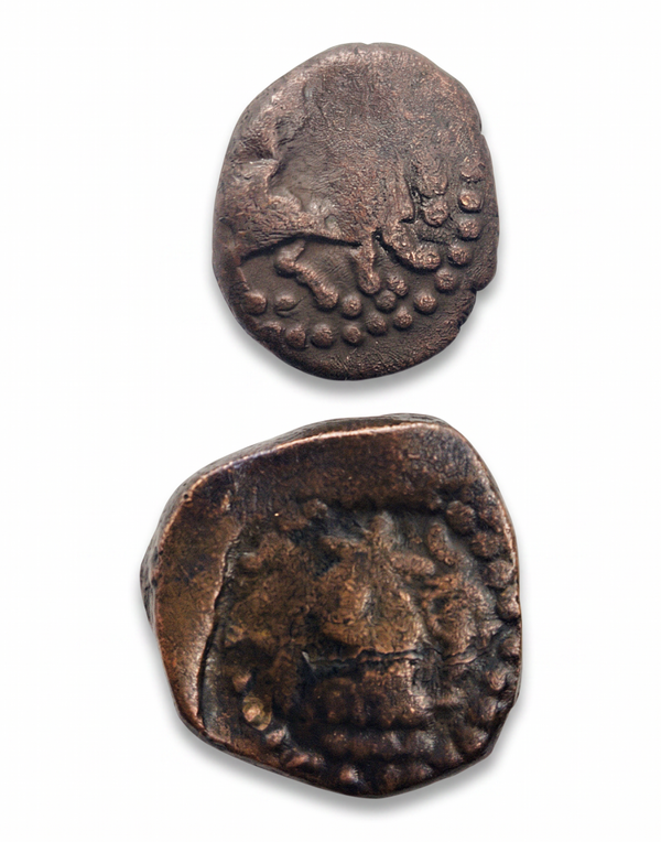 Sumatra - Jambi sultanate. 2x Rare Rigth face Jambi lion coin 1000-1350 AD Lot 3644