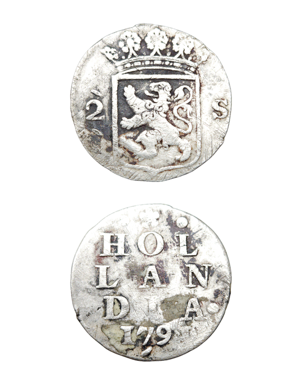 Netherlands, Holland 2 Stuiver (Silver) 1791 "Double Wapenstuiver" Ref: KM# 48, Ver# 56.4 Lot 3682