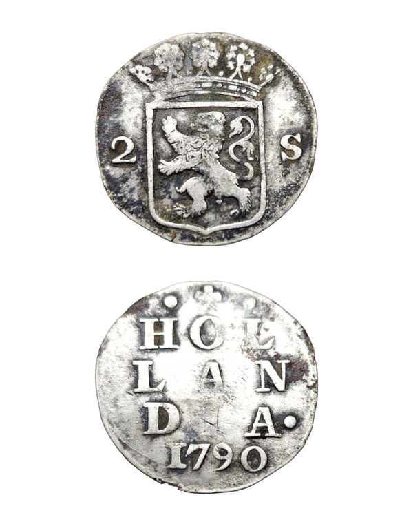 Netherlands, Holland 2 Stuiver (Silver) 1790 "Double Wapenstuiver" Ref: KM# 48, Ver# 56.4 Lot: 3698