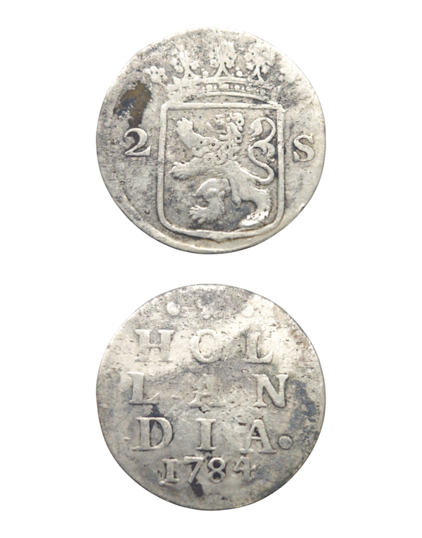 Netherlands, Holland 2 Stuiver (Silver) 1784 overdate?  "Double Wapenstuiver" Ref: KM# 48, Ver# 56.4, Lot 3725