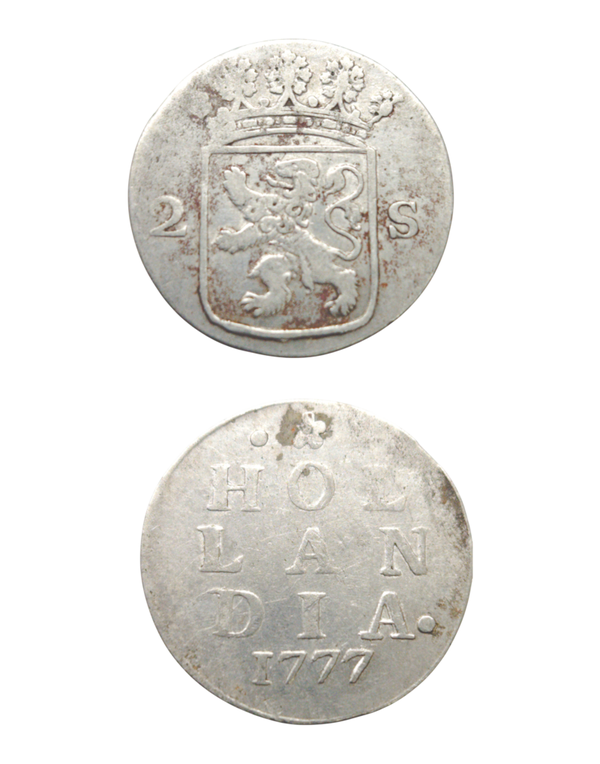 Netherlands, Holland 2 Stuiver (Silver) 1777  "Double Wapenstuiver" Ref: KM# 48, Ver# 56.4 Lot: 3729
