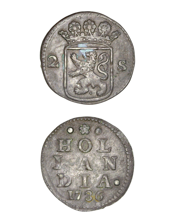 Netherlands › Dutch Republic › Holland 2 Stuivers 1736 "Double Wapenstuiver" Ref: KM# 48, Ver# 56.4 Lot:3744