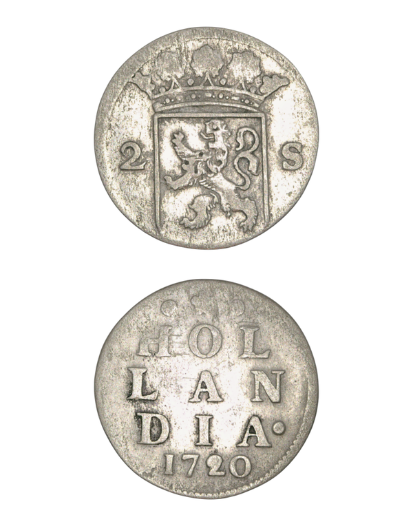 Netherlands › Dutch Republic › Holland 2 Stuivers 1720 Overdate Rare "Double Wapenstuiver" Ref: KM# 48, Ver# 56.4 Lot: 3746
