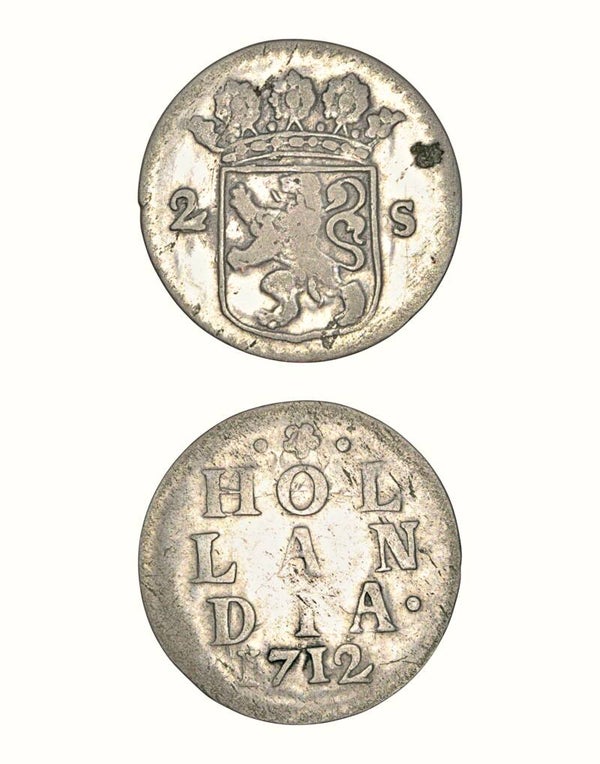 Netherlands › Dutch Republic › Holland 2 Stuivers 1712 "Double Wapenstuiver" Ref: KM# 48, Ver# 56.4 Lot: 3750
