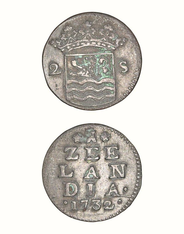 Netherlands › Dutch Republic › Zeeland 2 Stuivers 1732 "Double Wapenstuiver" Ref: KM# 59, Ver# 94.7 Lot: 3754