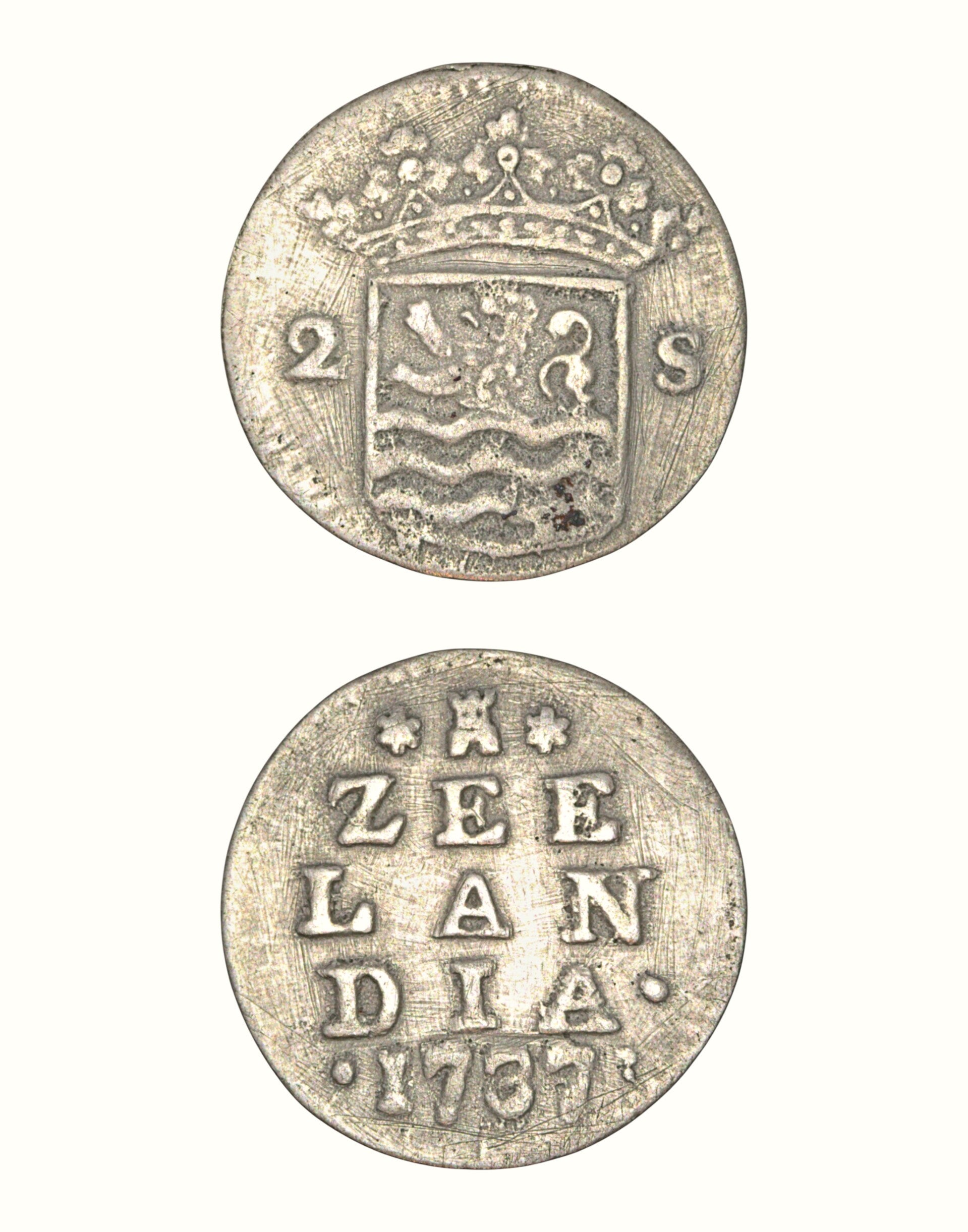 Netherlands › Dutch Republic › Zeeland 2 Stuivers 1737 "Double Wapenstuiver" Ref: KM# 59, Ver# 94.7 Lot: 3756