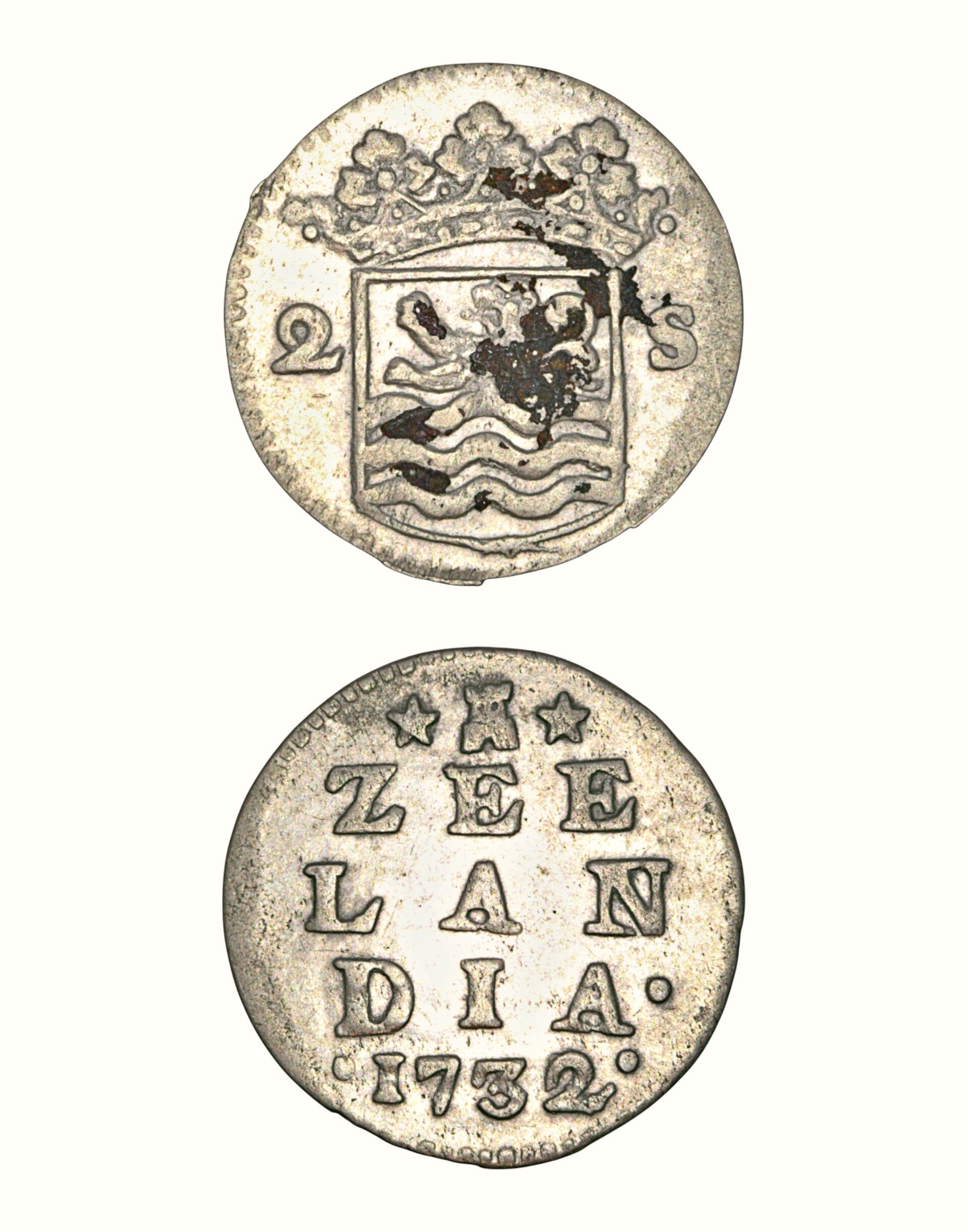 Netherlands › Dutch Republic › Zeeland 2 Stuivers 1732 "Double Wapenstuiver" Ref: KM# 59, Ver# 94.7 Lot: 3757
