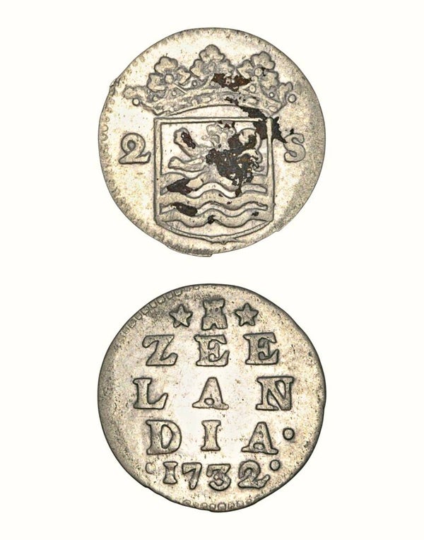 Netherlands › Dutch Republic › Zeeland 2 Stuivers 1732 "Double Wapenstuiver" Ref: KM# 59, Ver# 94.7 Lot: 3757