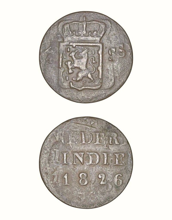 Netherlands East Indies (1601-1949)  ¼ Stuiver Ref: KM# Tn6 double struck coin Lot: 3759